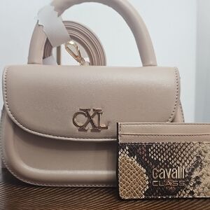 NEW no Tag Cavalli Class Python Snakeskin Pattern Card Holder Tan Size 3"x5"